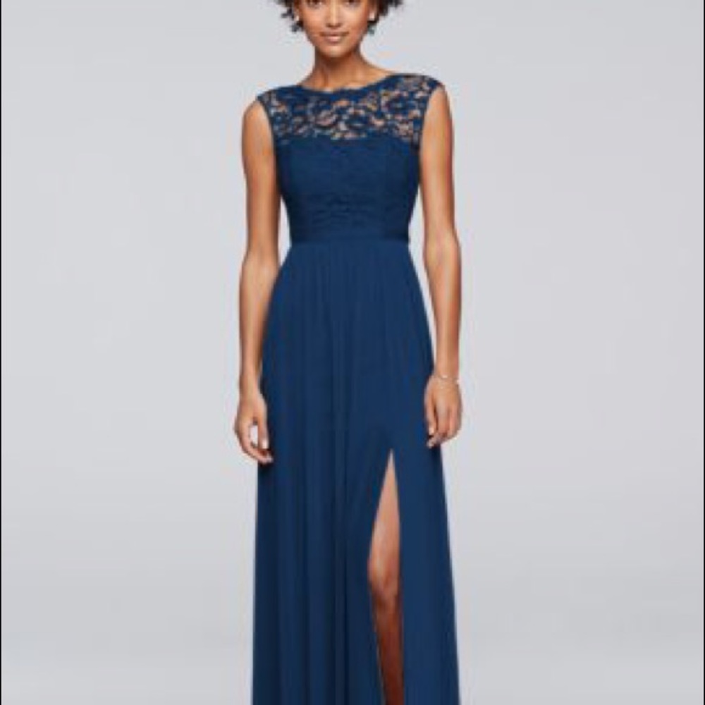 David’s Bridal Marine Long Bridesmaid Dress